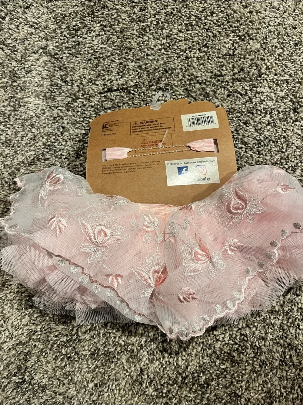 Newborn Headband and Tutu Set - Pink and Gray Floral